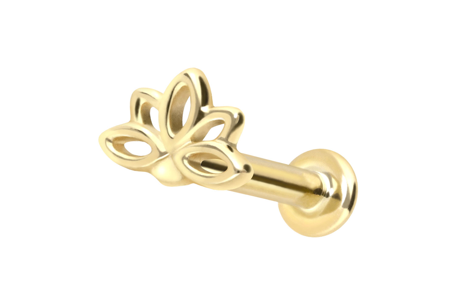 14 Karat Gold Labret Piercing mit Push Fit LOTUSBLÜTE